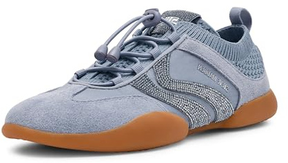 Steve Madden Women's Reboot Sneaker, Light Blue Rhinestone, 9