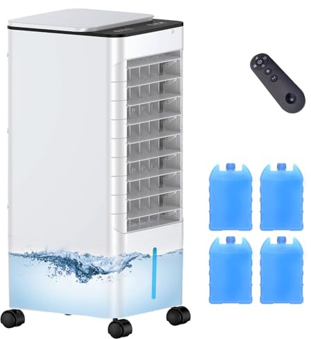 Windowless Portable Air Conditioners with Remote, Ventless Ac Unit Ductless Air Cooler,Hoseless Quiet Evaporative Oscillating Swamp Cooler,12H Timer & 4 Ice Box for Room Indoor Outdoor Office Bedroom