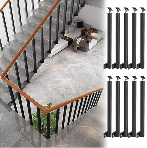 GOUZIBHD Confezione da 10 Montanti per Ringhiera per Scale A Montaggio Laterale,Scale Ringhiera,Corrimano per Scale Quadrati con Staffe Regolabili A 270°per Gradini,Balconi(Size:100cm/39.4in)