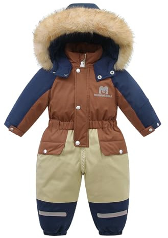 JiAmy Tuta da neve per bambini, tuta da sci per ragazzi e ragazze, bambini piccoli e neonati, tuta invernale con cappuccio foderata in pile per 1-6 anni, 4-5 Jahre