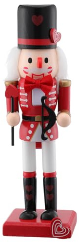 Chunful Valentine's Day Nutcracker Wooden Heart Nutcracker Figures Soldier Creative Collectible Gift for Valentine's Day Table Decor(10 Inch,Boy,Red)