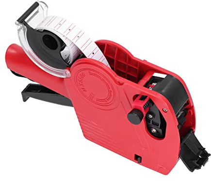 Dioche Manuelles Etikettierungsmaschinenbezeichnungsbezeichnung Applicator Label -Maschine 8 Ziffern Preisschild -Label -Hersteller mit Tragbarem Preismarkierungswerkzeug für den Home (Rot)