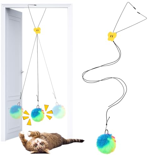 WLLHYF Hängendes Katzenspielzeug Türrahmen Selbstbeschäftigung Hängende Plüschball Katzenspielzeug Interaktives Spielzeug für alle Rassen Katzenauslauf und gegen Langeweile Interaktives