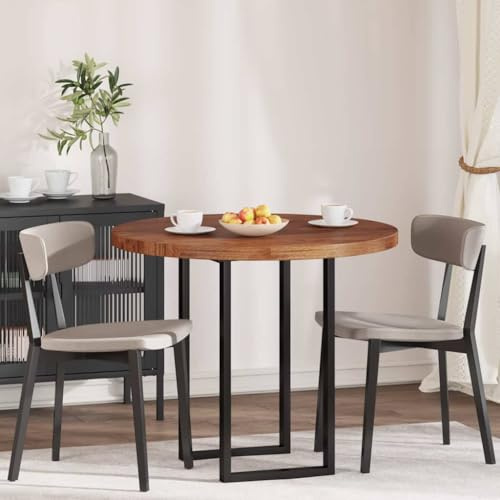 Plateau de table marron foncé - Diamètre : 90 x 4 cm - En chêne massif rond - Bureau en bois durable pour table à manger, cuisine, intérieur et extérieur