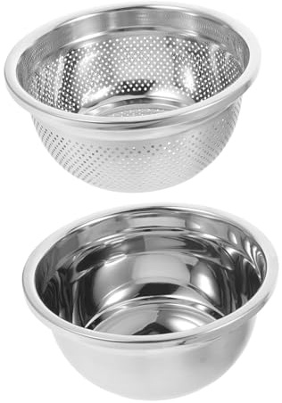 TOYANDONA 2 pièces Lot Paniers Acier Inoxydable pour Égouttage et Lavage Passoire avec Bol Compact pour Fruits et Légumes Résistant Corrosion et Accessoire Pratique de Cuisine