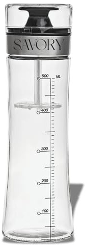 SAVORY ® Shaker Vinaigrette en verre Gradué 500 ml | Vinaigrier À Salade | Vinaigrette Mélangeur Réutilisable | Pique-Nique Et Barbecue | Bec Verseur