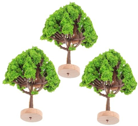 PRETYZOOM 3 Stück Miniatur Bäume Langlebige Plastik Holz Modelle für DIY Landschaftsbau Miniaturlandschaft Bäume mit Basis für Architektur Moos Dekoration für Wohn Bürodekoration