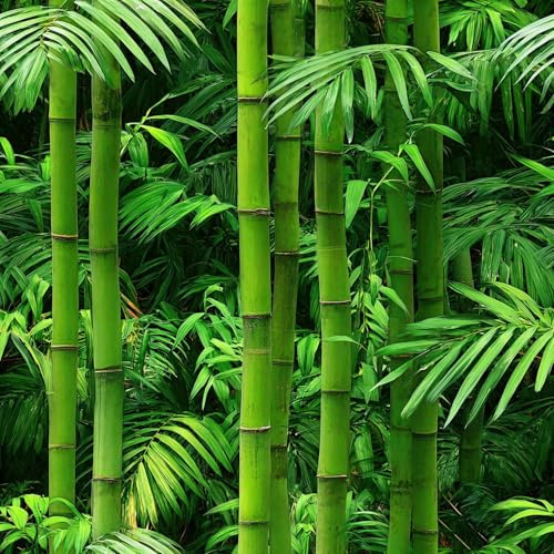 SuxiGlo Green Bamboo Forest Peel and Stick Wallpaper, (Vibrant Green) Realistic Tropical Botanical Pattern Wallpaper Zen Style for Home Decor | 17.7 x 236, Self-Adhesive, Waterproof Vinyl