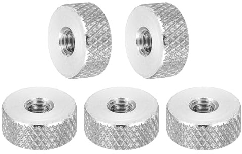 QUARKZMAN 5 Stück M4 Flache Rändelmutter 304 Edelstahl Flachkopf Diamantgerändelt Durchbohrung Verstellmutter Befestigungselemente Für Elektronik Maschinen D12 x H5mm