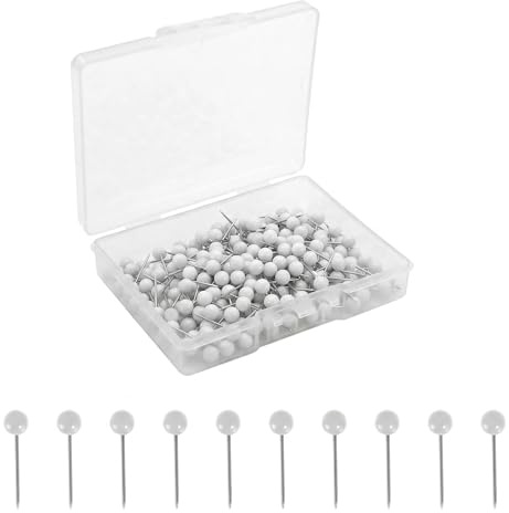 Yphzmtz Vielseitig Stecknadeln mit Kopf Landkarte Mini Reißzwecken Rund Pinnadeln für Pinnwand Korkplatte Landkarte Fotos Handwerke 0.4x1.5 cm (Weiß-300)