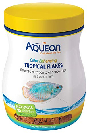 Aqueon Tropical Fish Food Flakes, Color Enhancing, 2.29 Ounces