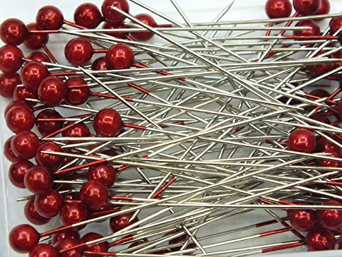 Perlkopf - Deco - Nadeln Ø 6mm x 65mm mit Euro-Lochung, Inhalt: 100stk. Farbe: Rot / Red