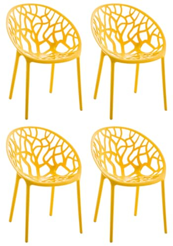 CLP 4er Set Gartenstühle Hope Kunststoff I Stapelstühle wetterfest und UV-beständig I Outdoorstühle pflegeleicht I Sessel für draußen, Farbe:gelb
