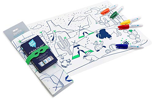 SUPER PETIT - Jeu éducatif - Set De Table éducatif - coloriage thème Indien - 5 Feutres Et Bracelet Fournis - Facile à Nettoyer - Réutilisable - Antibactérien - À Partir De 3 Ans