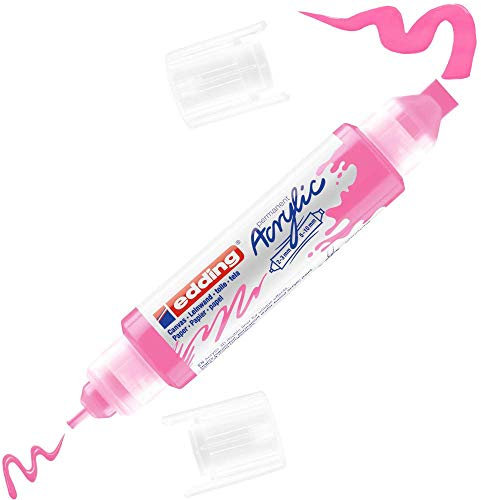 edding 5400 Acryl 3D Double Liner - neon-pink - 1 Acrylfarbe Tube - Doppel-Spitze 2-3,5-10 mm - Acryl Farben zum Malen auf Leinwand, Malpapier und Holz - Acrylstifte wasserfest in Künstlerqualität