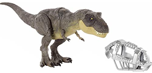 Jurassic World GYW84 - Tyrannosaurus Rex Figur Camp Cretaceous Dino-Flucht Spielzeug mit Stampfbewegung, bewegliche Gelenke, authentisches Dekor, Dinosaurier Spielzeug Geschenk für Kinder ab 4 Jahren