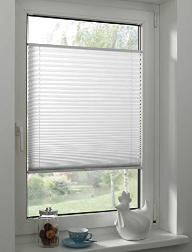 Sunpro24 Plissee auf Maß, Blickdichtes Faltrollo, Montage im Glasfalz mittels Schrauben, Sonnenschutzrollo, (B) 71-80 x (H) 111-120 cm, Weiß