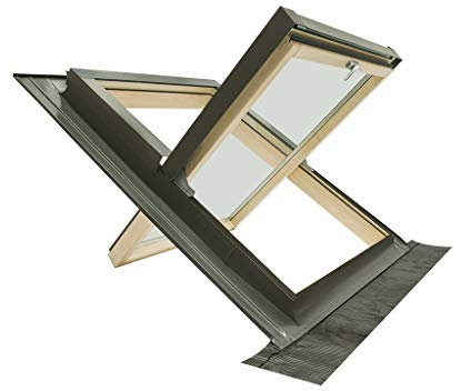 Finestra per tetto COMFORT BILICO | Infisso isolante certificato per uso abitativo | Vetro Antigrandine + Vetro Antinfortunistico | Legno e Alluminio (55x118 Base x Altezza)