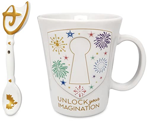 Disney Parks Exclusive - Tazza da caffè in ceramica, con cucchiaio a forma di chiave