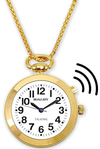 MAUJOY Elegante orologio da donna con ciondolo, italiano, con funzione di sveglia e ripetizione, indicazione di ora e data con giorno della settimana, adatto ad anziani e non vedenti