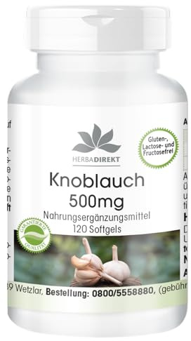 Aglio 500 mg - 120 softgels per 2 mesi - Allium sativum | HERBADIREKT by Warnke Vitalstoffe - Qualità da farmacia tedesca