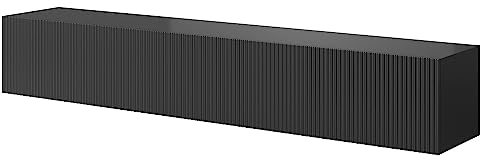 Selsey Mobile TV Mobile Porta TV 175 cm Sospeso Facciata Fresata Nero Veldio