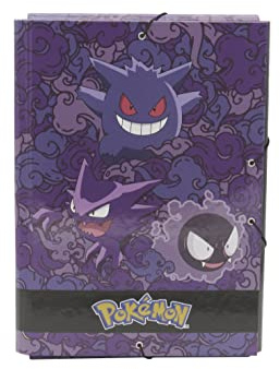 Pokémon Gengar Sammelmappe mit Gummizug, Schulmaterial, Violett, offizielles Produkt (CyP Brands)