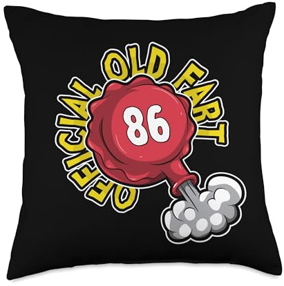 86th Birthday Official Old Fart Funny Red Whopee Cushion Throw Pillow