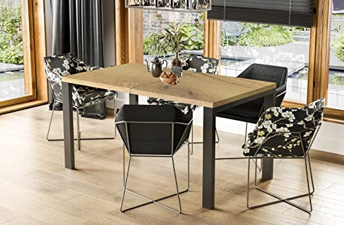 Endo-Moebel Design Esstisch Garant 130cm - 265 Metall erweiterbar Metallgestell Küchentisch (Natur Eiche)