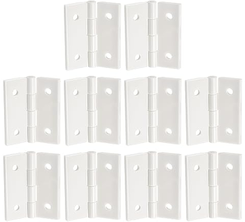 sourcing map 10 Stück Acryl-Scharniere, 4,6 x 3,8 cm, Mini-Hardware, Klappscharniere, dicke Klavierscharniere mit Befestigungsloch für Koffer, Box, Handwerk, weiß
