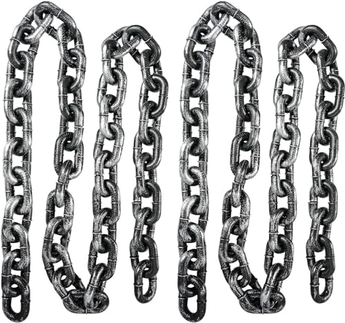 AOFOX Cadenas de plástico para Halloween, 2 Piezas de 180cm de plástico Negro y Plateado para la decoración de Halloween