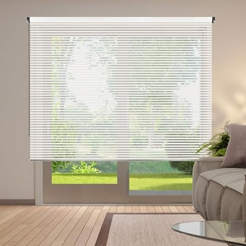 STOR PLANET Scene, dekorativ, lichtdurchlässig, Innenrollo, für Fenster und Türen, Jalousien für Küche, Wohnzimmer, Schlafzimmer, weiße Streifen, 100 x 250 cm