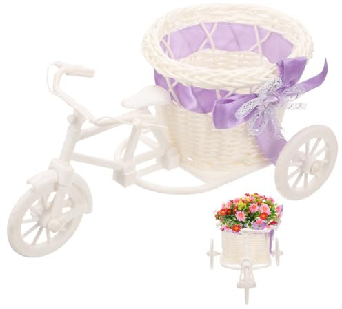 Yardwe Triciclo Soporte De Planta Bicicleta Cesta De Flores Carro Macetero De Jardín Cubo De Flores Tejidas Macetero Arte Soporte De Flores Casa De Campo Florero Planta Estante De