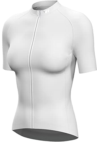 Wulibike Cycling Jersey Women Full Zipper Breathable Bike Shirt with Pockets for Summer Road Riding