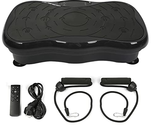 Placa vibratoria con motor ultra silencioso, 95 niveles y 5 programas de entrenamiento, con mando a distancia, cintas de entrenamiento, pantalla LCD, para entrenamiento de cuerpo entero, pérdida de