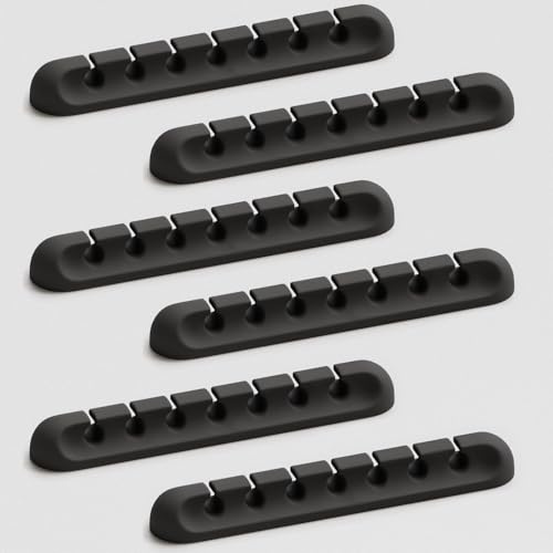 Kabelhalter Kabelclips, 7-Schlitze[6 Stück] kabelmanagement Selbstklebend Kabel Organizer Vielzwecke Kabelführung Set für Schreibtisch Computer PC, USB Ladekabel, ZuhauseBüro