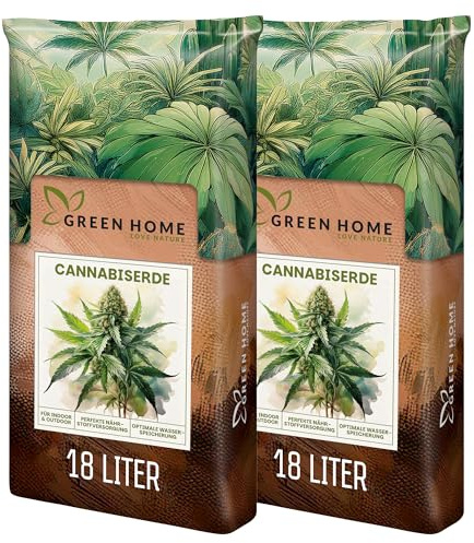 Green Home Cannabis & Hanferde 36 Liter | All Mix Erde für Wachstum & Blüte | Perfekt für Autoflower | Mit Perlite, Weißtorf & Kokosfaser | Langzeitnährstoffe | Optimaler pH-Wert: 5,8