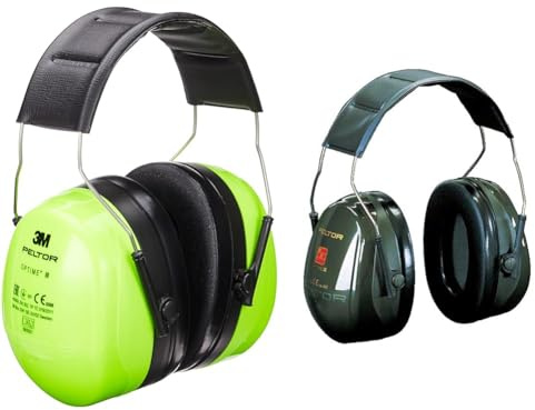 3M PELTOR Optime III Kapselgehörschutz, Kopfbügel, Hi-Viz, SNR 35 dB, hohe Sichtbarkeit, 1 Stück, grün Optime II Kapselgehörschutz, grün