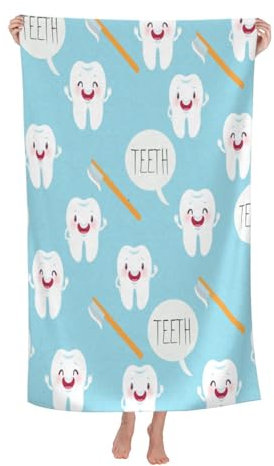Strand Handtuch Niedlicher Zahnarzt Dentalhygieniker Druck Badehandtuch Saugfähiges Mikrofaser Handtücher Weich Duschtücher, Für Yoga, Picknick, Schwimmen, 80x130cm