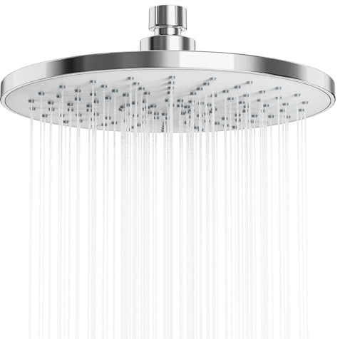 YUANNY Soffione doccia a pioggia Rotondo a risparmio d'acqua, Docce fisso 9 pollici anti calcare bagno ad alta pressione, elegante, moderno, cromato