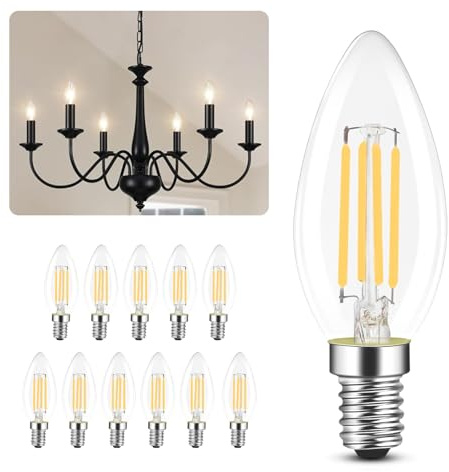 muyuua E14 Warmweiß Glühbirne Bulb - 12er Pack 4W Leuchtmittel Ersatz 40W | Lampe 2700K Warmweiss Birne Kein Flimmern Energiesparlampe für Wohnzimmer Küchen Esstisch Bar Nicht Dimmbar (12)