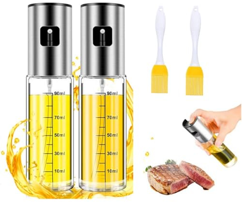 Hitopin 2 Pezzi Spruzzino Olio per Friggitrice Aria, Flacone Spray per Olio, Spruzzatore per Olio da Cucina, Spruzzatore per Olio D'oliva, per insalata, Barbecue, Cottura in Cucina