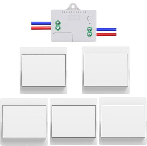 Cerhot funk lichtschalter 5er set outdoor funkschalter 230v funk lichttaster funk-wandschalter funkschalter fernbedienung batterielos kabellose lichtschalter funktaster für Lichter (EU 1Gang 5V1 A)