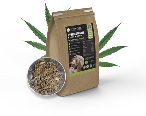 PFERDESTARK Bio Hanf Pellets Flocken Pferdefutter für SENIOREN 3kg aus Deutschaldn getreidefrei Mineralfutter - Natürliche Hanfkuchen Nahrungsergänzung für Pferde mit Vitaminen & Eiweiß