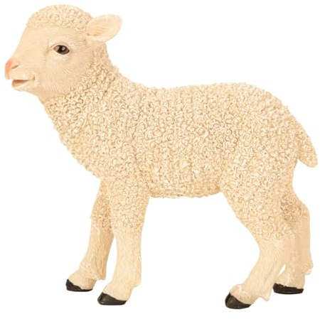 MF Natürliche Schaffigur aus Polyresin, 23 cm Höhe, weiß-beige