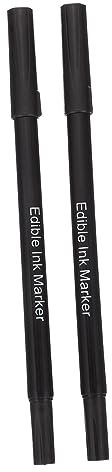 GRIRIW Lot De 2 Stylos à Pâtisserie Double Pointe 0,7 Mm en Plastique Noir, Marqueurs Comestibles pour Décoration De Biscuits, Fondant Et Glaçage, Outil Précis pour Pâtisserie Créative