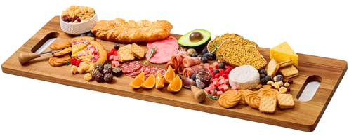 RosiRoli Large Acacia Wood Charcuterie Board 36x12 Inch - Natural Wood Serving Platter for Cheese, Meat & Party Appetizers, Extra Long 3ft Kitchen Tray with Rounded Edges