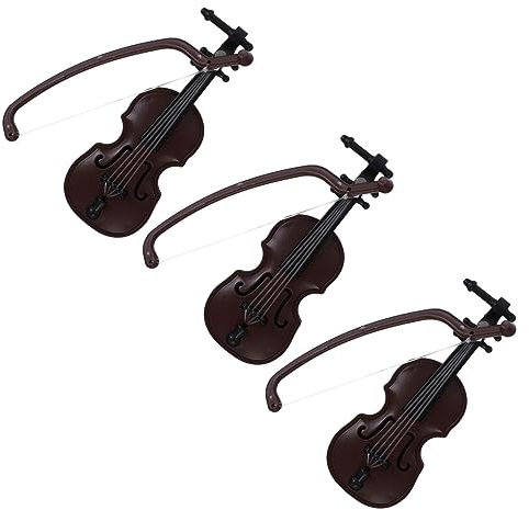 Sosoport 3stücke Mini Violine Modell Realistisches Musikinstrument Miniatur Für Puppenhaus Dekoration Kreative Bastelideen Und DIY Projekte