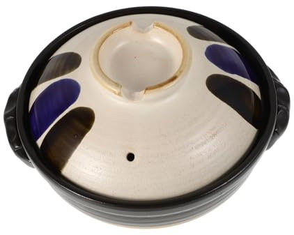 DONFAMDS Pentola Di Terracotta Tradizionale Giapponese, Casseruola in Ceramica Grezza Resistente Alte Temperature Con Doppia Maniglia e Coperchio, Per Stufati, Zuppe e Riso Su Fornelli a Fiamma Libera