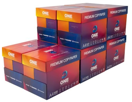ONE Druckerpapier A4 Kopierpapier - DIN A4-25.000 Blatt - 10 Kartons | ONE Druckerpapier und Kopierpapier DIN A4, 25.000 Blatt, 10 Kartons, weiß, für Laser/Tintenstrahl, Büro und Home Office